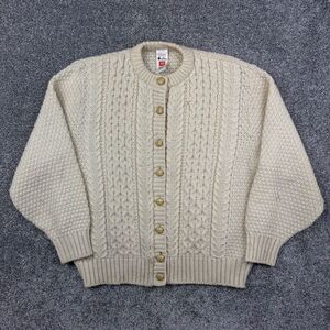 Vintage St‎ Michael Cardigan Sweater Adult 46-48 Pure Wool Cable Knit Chunky